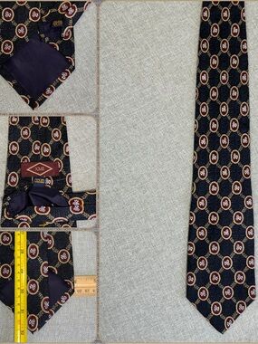 Vintage XMI Silk Medallion Wide Extra Long Tie USA Made